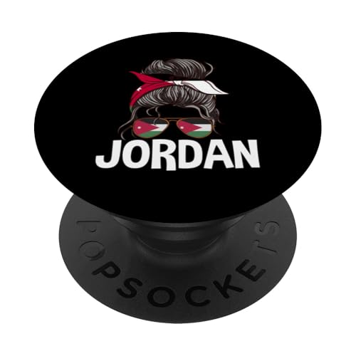 Jordan Girl Unordentlicher Haarbrötchen Jordanian Women Pride PopSockets Klebender PopGrip von Jordan Flag Designs Proud Jordanian Roots