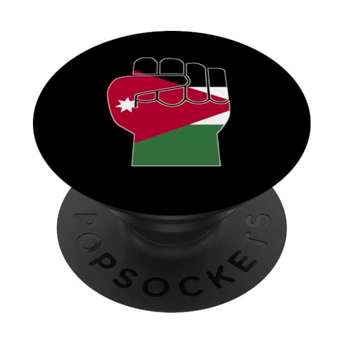 Jordanische Flagge, erhöhte Faust, Jordanische Widerstandsfähigkeit PopSockets Klebender PopGrip von Jordan Flag Designs Proud Jordanian Roots