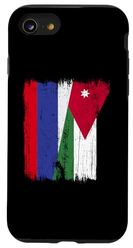 Russland, Jordanien, halbe Flagge, russische jordanische Wurzeln Hülle für iPhone SE (2020) / 7 / 8 von Jordan Flag Designs Proud Jordanian Roots