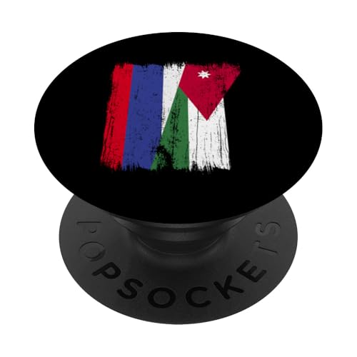 Russland, Jordanien, halbe Flagge, russische jordanische Wurzeln PopSockets Klebender PopGrip Russland, Jordanien, halbe Flagge, russische jordanische Wurzeln PopSockets Klebender PopGrip von Jordan Flag Designs Proud Jordanian Roots