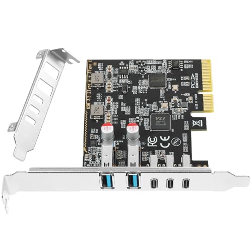 Jorkar Erweiterungskarte PCIe auf USB 3.2/3.1 2.Gen, 5 Ports(3 Type C + 2 Type A) 10+10Gbps, PCIe-Karte auf USB C Interner PC Hub PCI-E Add-On Adapter Host-Controller-Karte von Jorkar