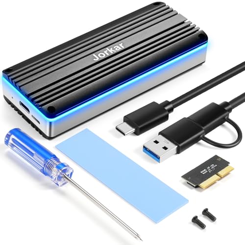 Jorkar Externe SSD Gehäuse für MacBook Air/Pro SSD 12+16 pin mid 2013-2017, USB C 3.2 SSD Leser für A1466 A1465 A1398 A1502, Tragbarer Aluminium SSD Enclosure mit Anzeige von Jorkar