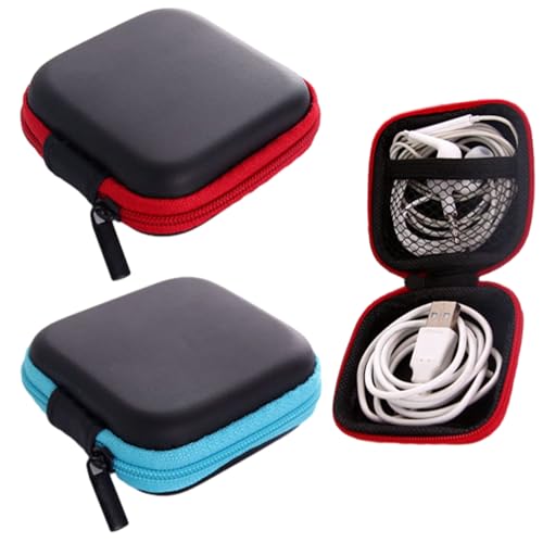 2 Stück Kopfhörer Tasche Case, 7.5 x 7.5 x 2.5cm Ear kopfhörer Tasche, für in Ear Ohrhörer mit Netzfach, Cover Hardcase kompatibel mit Die meisten kabellosen Kopfhörer auf dem Markt, MP3 Player usw. von Jormftte