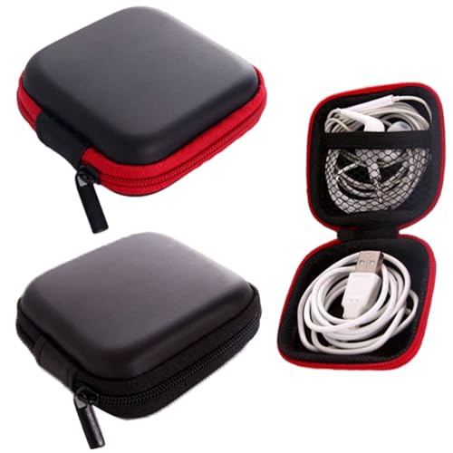 2 Stück Kopfhörer Tasche Case, 7.5 x 7.5 x 2.5cm Ear kopfhörer Tasche, für in Ear Ohrhörer mit Netzfach, Cover Hardcase kompatibel mit Die meisten kabellosen Kopfhörer auf dem Markt, MP3 Player usw. von Jormftte