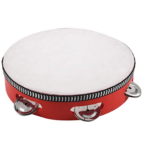 Tamburin Tamborine Trommel, rund, 20,3 cm, Geschenk für KTV-Party, Rot von Josenidny