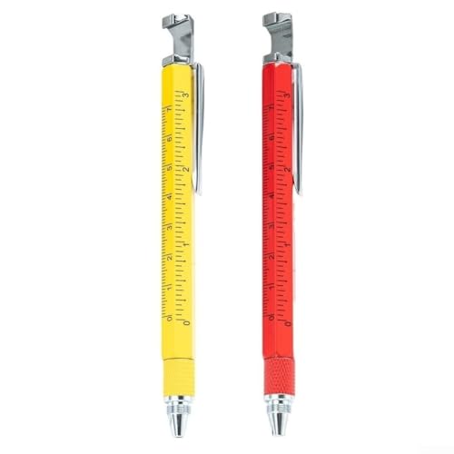 Jotekonoby 2-in-1-Lineal-Set mit Geltinte, Multitool mit Wasserwaage, Schraubendreher, kapazitiver Eingabestift, metrische imperiale Skalen zum Messen, Schreiben, Zeichnen, Reparatur, 2 Stück (Rot Jotekonoby 2-in-1-Lineal-Set mit Geltinte, Multitool mit Wasserwaage, Schraubendreher, kapazitiver Eingabestift, metrische imperiale Skalen zum Messen, Schreiben, Zeichnen, Reparatur, 2 Stück (Rot von Jotekonoby