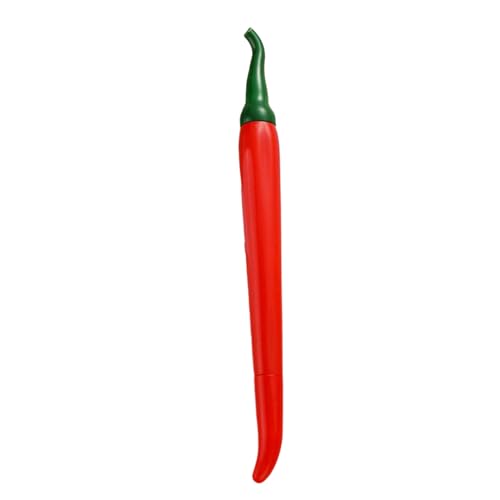 Joucien 6 Stück 0,5 mm kreativer neutraler Stift in Chili-Form, Vollnadelspitze, schwarzer neutraler Stift, rote Chilischote von Joucien