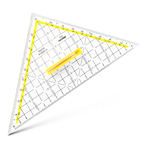 Aristo 1650/3 TZ-Dreieck mit abnehmbarem Griff (Hypotenuse 22,5 cm, Tuschenoppen, Facette an Hypotenuse, Plexiglas mit Tiefenprägung, Made in Austria) transparent von Jovi