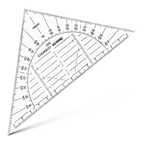 Aristo AR1550 Geodreieck bruchsicher (Hypotenuse 16 cm, abriebfeste Tiefenprägung, biegsamer 0,75mm Vivak PET-G Kunststoff, Made in Austria) transparent von Jovi