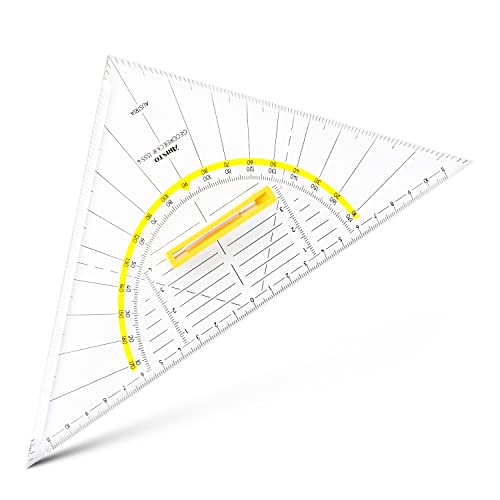 Aristo AR1555/4 Geodreieck mit lösbarem Griff (Hypotenuse 25 cm, Tuschenoppen, Facetten an allen Seiten, Plexiglas mit Tiefenprägung, Made in Austria) transparent von Jovi