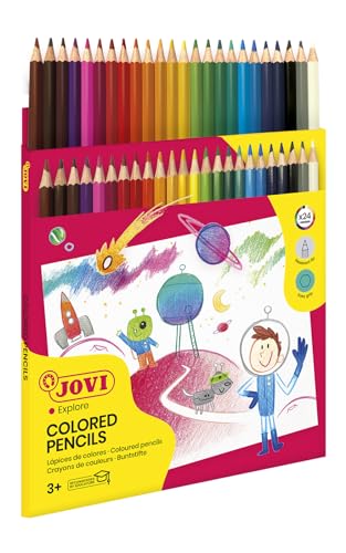 Jovi Buntstifte, 6-kant Form, ab 3 Jahren, bruchsicher, 24 Farben in einer Schachtel von Jovi