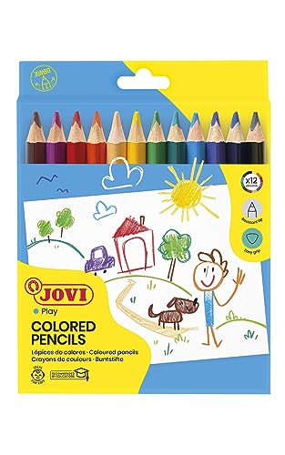 Jovi Maxi Buntstifte, 3-kant Form, ab 3 Jahren, bruchsicher, 12 Farben in einer Schachtel von Jovi