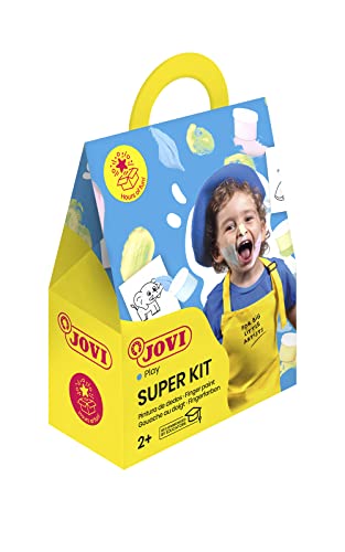 Jovi - Super KIT, Fingerfarbe, 4 Gläser 35 ml + 20 Schablonen, Pastellfarben, hergestellt aus natürlichen Inhaltsstoffen, glutenfrei (153FP) von Jovi