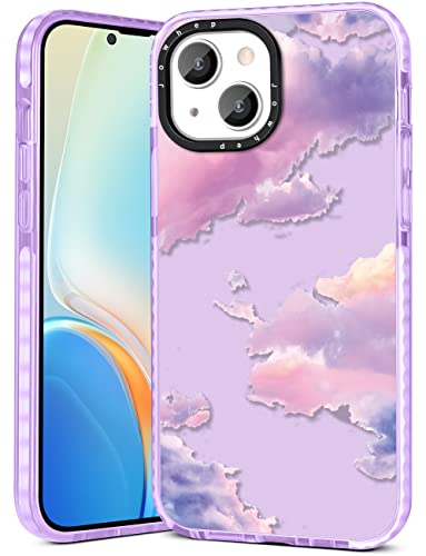 Jowhep Colorful Cloud für iPhone 13 6,1 Zoll Hülle Niedlich Ästhetisch Mädchen Kinder Frauen Handyhüllen Abdeckung Lustige Wolken Design Stoßfest Weich TPU Bumper Schutzhülle für iPhone 13 6,1 Zoll von Jowhep