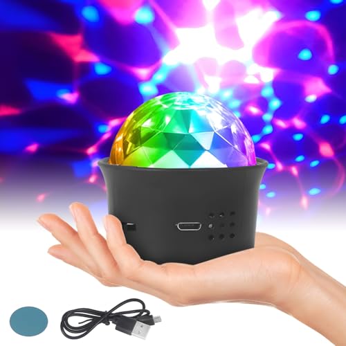 Mini Discokugel, DJ USB Stimme Steuerung Disco Party Lichter Blitzlicht Bühnenbeleuchtung Effektlicht Tragbar Wiederaufladbar Discokugel für Kinder Parties Geburtsta und Autoinnendekoration (1PC) von JoyFan