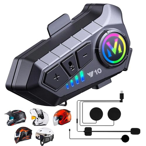Motorrad Helm Bluetooth Headset mit 2 Mikrofonen, Hohe Batterielebensdauer Doppelte Geräuschunterdrückung Helm Kopfhörer Starke Bass/IPX6 Wasserdichte Kopfhörer Lautsprecher Kompatibel Alle Helme (BK) Motorrad Helm Bluetooth Headset mit 2 Mikrofonen, Hohe Batterielebensdauer Doppelte Geräuschunterdrückung Helm Kopfhörer Starke Bass/IPX6 Wasserdichte Kopfhörer Lautsprecher Kompatibel Alle Helme (BK) von JoyFan