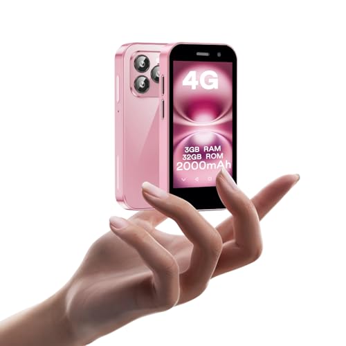 JoyZap Mini 4G Smartphone, entsperrt, 3,0 Zoll Display, 2000 mAh Akku, schlankes Gehäuse, 5 MP Kamera, Android 9.0, Quad-Core, Dual-SIM, 32 GB RAM Handy für Kinder (3 + 32 G Rosa) von JoyZap