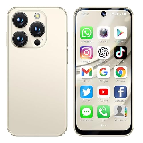 JoyZap Mini Smartphone entsperrt 4 GB + 64 GB | 3,88 Zoll HD-Bildschirm | Akku 1950 mAh | ultradünn & leicht | Dual-Kamera 2 MP + 5 MP | Android 12 Dual-SIM Kinder (beige) von JoyZap