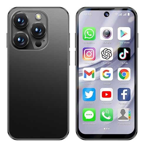 JoyZap Mini Smartphone entsperrt 4 GB + 64 GB | HD-Bildschirm 3,88 Zoll | Akku 1950 mAh | ultradünn & leicht | Dual-Kamera 2 MP + 5 MP | Android 12 Dual-SIM Kinder (schwarz) von JoyZap