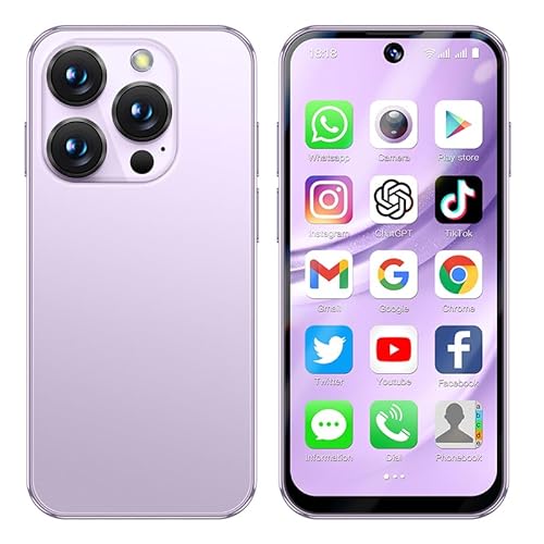 JoyZap Mini Smartphone entsperrt 4 GB + 64 GB | HD-Bildschirm 3,88 Zoll | Akku 1950 mAh | ultradünn & leicht | Dual-Kamera 2 MP + 5 MP | Android 12 Dual-SIM Kinder (violett) von JoyZap