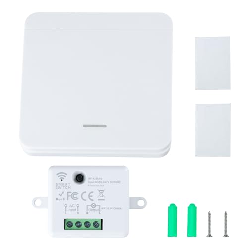 Funkschalter Licht Set Funk Lichtschalter mit Empfänger Keine Verkabelung Erforderlich, Lichtschalter Set Batterieloser Wandschalter Einfache Installation für Lampe und Licht von Joyan
