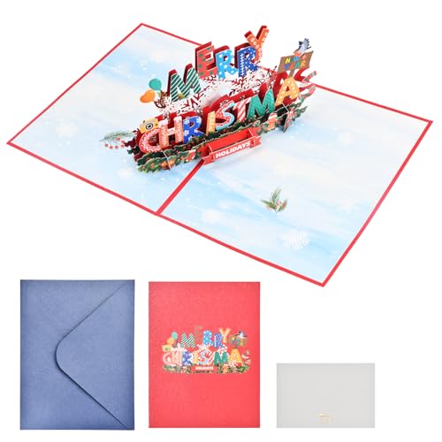 Weihnachtskarten mit Umschlag Set Pop Up Karte Weihnachten Weihnachtskarten 3D Christmas Cards Lustige Weihnachtskarte Weihnachten Geschenke für Mama Papa SöHne Töchter Brüder Schwestern Freunde von Joyan