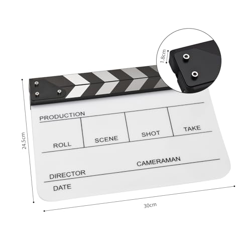 Joyance Acryl Clapperboard Film Clapboard, Dry Erase Movie Director's Slate for Cut Action Scenes, 12 x 10 Inches, Lightweight, Reusable, Black and White Joyance Acryl Clapperboard Film Clapboard, Dry Erase Movie Director's Slate for Cut Action Scenes, 12 x 10 Inches, Lightweight, Reusable, Black and White von Joyance