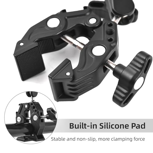 Joyance Super-Klemmhalterung, Doppel-Kamera-Klemme mit Dual-Kugelkopf, Kaltschuhe, 1/4 Zoll ARRI Positionierungslöcher, 1,5 kg Tragkraft, Action-Kamerahalterung für Fotografie und Lichtstative von Joyance