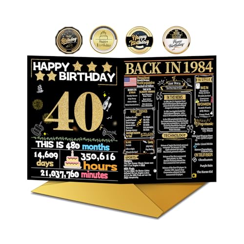 Joycard Geburtstagskarte zum 40. Geburtstag mit Umschlag, Dekoration für Frauen und Männer, Geschenke zum 40. Geburtstag für Sie und Ihn, Happy Birthday Karten für den 40. Geburtstag Ehemann und von Joycard