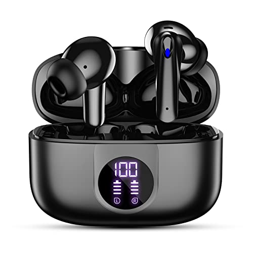 Joymy Bluetooth Kopfhörer In Ear, Kopfhörer Kabellos Bluetooth 5.3, IPX7 Wasserdicht, LED Anzeige, ANC+ENC Call Noise Cancelling,Touch Control, Kabellose Kopfhörer mit USB-C-Schnellladung Schwarz von Joymy
