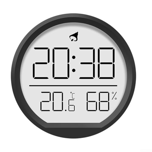 Digitaler Thermohygrometer-Wecker für den Innenbereich, zeigt aktuelle Zeit, Luftfeuchtigkeit und Temperatur an (schwarz) von JoyousMall