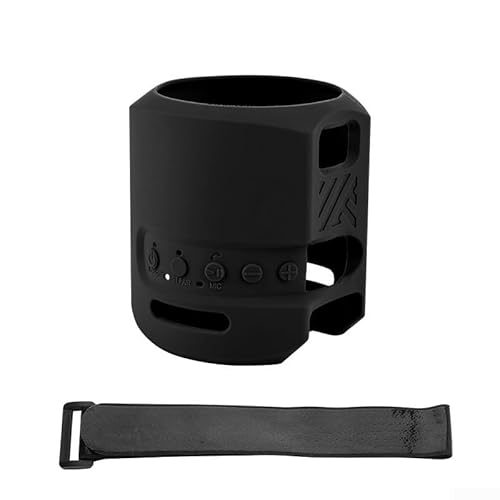 JoyousMall Lautsprecher-Schutzhülle, tragbare, wasserdichte Silikonhülle für Sony SRS-XB13-Lautsprecher, schwarz und blau, 25,4 x 20,3 x 20,3 cm (schwarz) von JoyousMall
