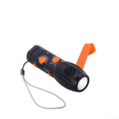Multifunktions-Taschenlampe mit eingebautem FM/AM-Radio, Handkurbel-Taschenlampe und Taschenradio, kompatibel mit SOS und mobilem Ladegerät für Camping (schwarz) von JoyousMall