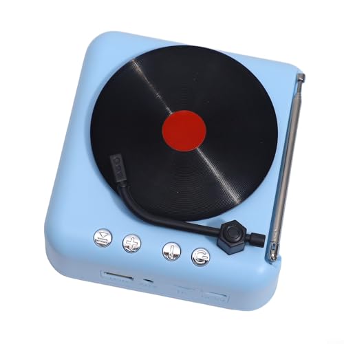 Plattenspieler mit Lautsprecher, Plattenspieler, Mini-Vinyl-Player, Retro-Lautsprecher, Radio, Stereo, multifunktional, Bluetooth-kompatibel, Blau Plattenspieler mit Lautsprecher, Plattenspieler, Mini-Vinyl-Player, Retro-Lautsprecher, Radio, Stereo, multifunktional, Bluetooth-kompatibel, Blau von JoyousMall