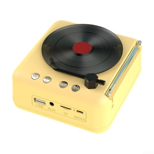 Plattenspieler mit Lautsprecher, Plattenspieler, Mini-Vinyl-Player, Retro-Lautsprecher, Radio, Stereo, multifunktional, Bluetooth-kompatibel, Gelb Plattenspieler mit Lautsprecher, Plattenspieler, Mini-Vinyl-Player, Retro-Lautsprecher, Radio, Stereo, multifunktional, Bluetooth-kompatibel, Gelb von JoyousMall