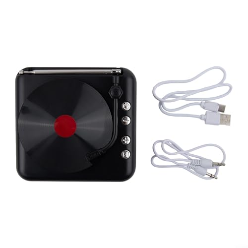 Plattenspieler mit Lautsprecher, Plattenspieler, Mini-Vinyl-Player, Retro-Lautsprecher, Radio, Stereo, multifunktional, Bluetooth-kompatibel, Schwarz Plattenspieler mit Lautsprecher, Plattenspieler, Mini-Vinyl-Player, Retro-Lautsprecher, Radio, Stereo, multifunktional, Bluetooth-kompatibel, Schwarz von JoyousMall