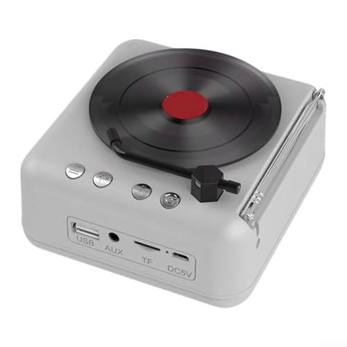 Plattenspieler mit Lautsprecher, Plattenspieler, Mini-Vinyl-Player, Retro-Lautsprecher, Radio, Stereo, multifunktional, Bluetooth-kompatibel, Weiß Plattenspieler mit Lautsprecher, Plattenspieler, Mini-Vinyl-Player, Retro-Lautsprecher, Radio, Stereo, multifunktional, Bluetooth-kompatibel, Weiß von JoyousMall
