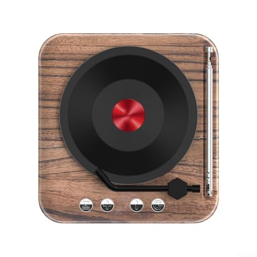 Plattenspieler mit Lautsprecher, Plattenspieler, Mini-Vinyl-Player, Retro-Lautsprecher, Radio, Stereo, multifunktional, Bluetooth-kompatibel (Holz) von JoyousMall