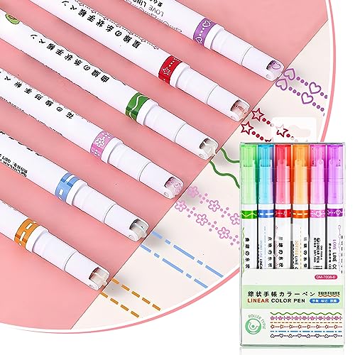 6 Stück Curve Textmarker Set, Textmarker Pens mit 6 verschiedenen Kurvenformen, Spitze Stifte mit Verschiedenen Formen, Marker Leuchtstifte für Journaling, Notizen, Kalender, Büro, School Stuff von Joyseedi