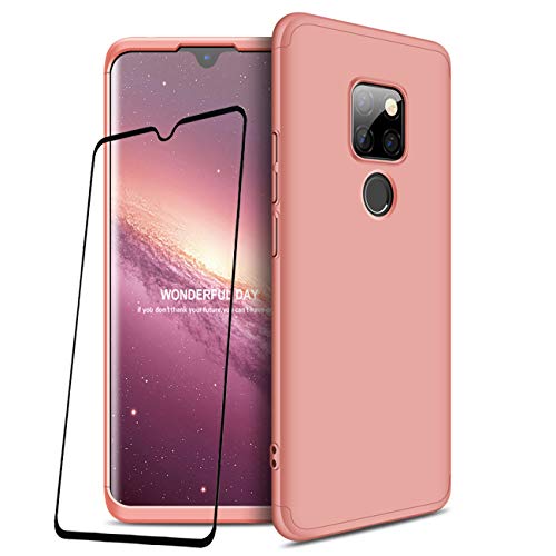 Huawei P20 Schutzhülle 360 Grad Rot Schwarz Ultra Dünn Alles mit 3-in-1 PC Schutz Telefon Cover + Hartglas Displayschutzfolie JOYTAG-Rot Schwarz von Joytag