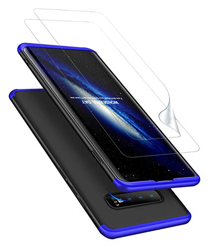 Joytag Schutzhülle für Samsung S10 + S10 Plus, inkl. Displayschutzfolie, 360 Grad, Blau/Schwarz von Joytag