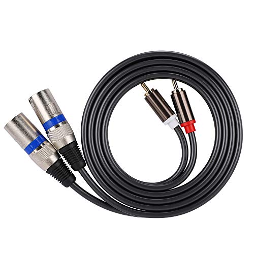 Audio-Verbindungskabel, vergoldeter Stecker auf Zinklegierungsgehäuse, XLR-Stecker, Audio-Adapter, Hilfskabel, Patchkabel, zweireihig, PVC-Draht für Kopfhörer, Auto, Stereoanlage, Verstärker, 1,5 m von Joyzan