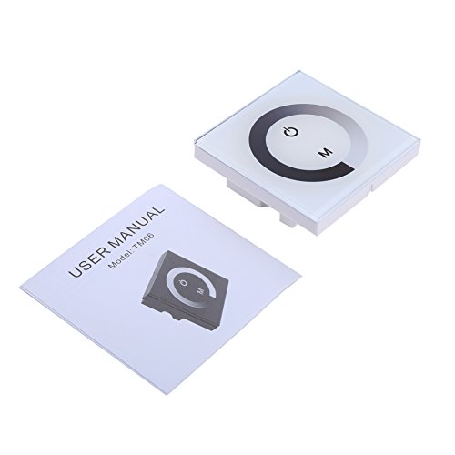 Dimmschalter Wandmontierter Schalter Controller mit LED-Lichtleiste Glas-Touchpanel Helligkeit ändern 12–24 V einfarbige LED-Controller für dimmbare, Halogen- und Glühlampen(Weiß) von Joyzan