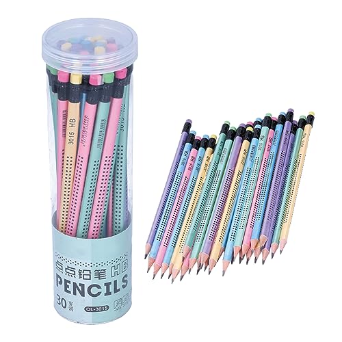 Joyzan HB Bleistift Set, 30 Stück Holzbleistifte Bleistifte Rutschfest Mehrfarbig Kinder Skizzierstifte Zeichnen Papierstifte Eco Pencil Mit Radiergummi Schreibhilfe Schreiben Werkzeuge von Joyzan