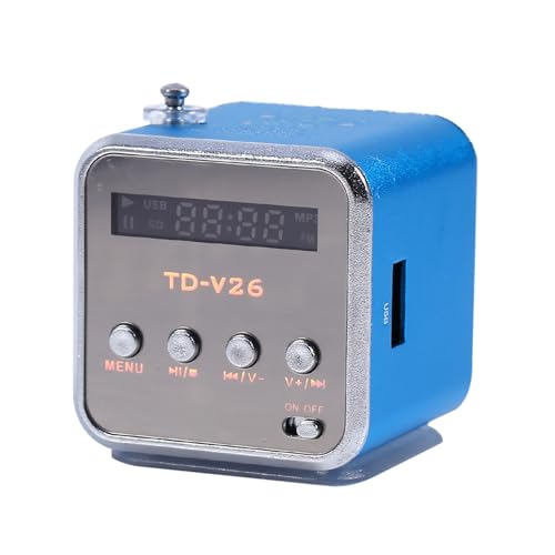 Musik-Player, Mini-Lautsprecher TD-V26 Tragbares UKW-Radio Stereo Batteriebetriebener Mini-Musik-Player Unterstützt TF-Karte U-Disk[Blau] von Joyzan