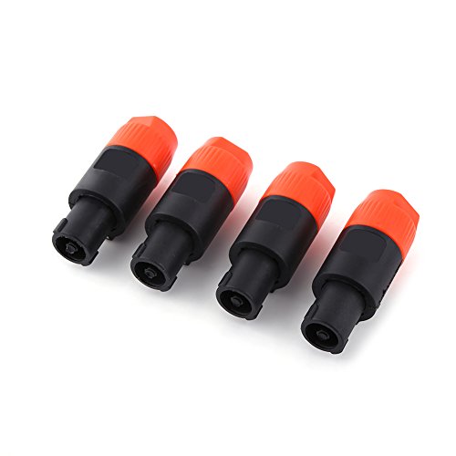 NL4FC Speakon Kabel Verstärker Stecker, 4-Pole Kabelstecker Stecker Lautsprecher Audiokabel Adapter Audio Speak-On Speakonkabel Lautsprecherstecker Speakon-Kabel-Verstärker-Anschluss, 4Stück(Orange) von Joyzan