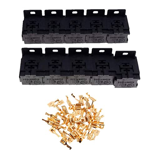 Auto Auto 30A-80A Halterung Relais Klemmenblock Halterung Relais Sockel 5 Pin mit 50 Stück 6,3 mm Autoklemmen von Jpdisdd