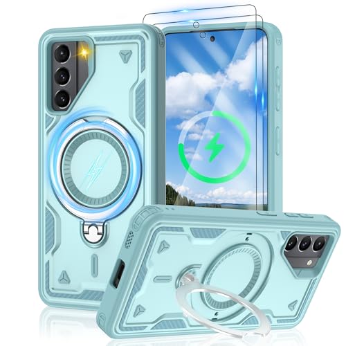 Jshru Samsung Galaxy S21 Hülle Kompatibel mit MagSafe Magnetische Handyhülle 2Stk HD-Schutzfolie,Eingebauter Ständer Case Stoßfeste Schutzhülle für Samsung Galaxy S21,Baby Blau Jshru Samsung Galaxy S21 Hülle Kompatibel mit MagSafe Magnetische Handyhülle 2Stk HD-Schutzfolie,Eingebauter Ständer Case Stoßfeste Schutzhülle für Samsung Galaxy S21,Baby Blau von Jshru