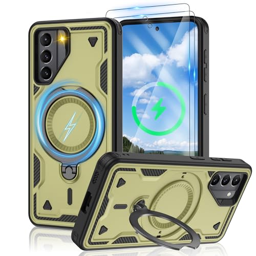 Jshru Samsung Galaxy S21 Hülle Kompatibel mit MagSafe Magnetische Handyhülle 2Stk HD-Schutzfolie,Eingebauter Ständer Case Stoßfeste Schutzhülle für Samsung Galaxy S21,Olive Grün Jshru Samsung Galaxy S21 Hülle Kompatibel mit MagSafe Magnetische Handyhülle 2Stk HD-Schutzfolie,Eingebauter Ständer Case Stoßfeste Schutzhülle für Samsung Galaxy S21,Olive Grün von Jshru
