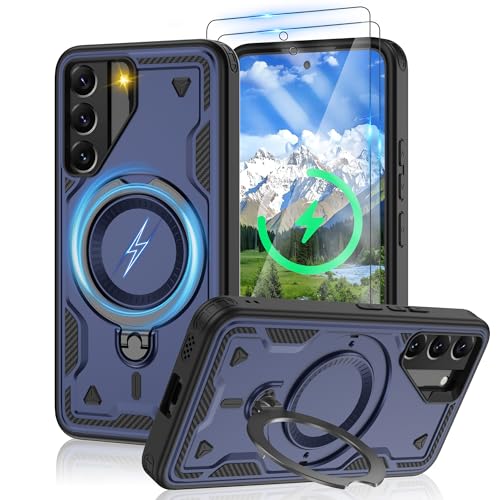 Jshru Magnetische Handyhülle für Samsung Galaxy S22 Hülle Kompatibel mit MagSafe,2Stk HD-Schutzfolie,Eingebauter Ständer Case Stoßfeste Schutzhülle für Samsung Galaxy S22,Navy Blau Jshru Magnetische Handyhülle für Samsung Galaxy S22 Hülle Kompatibel mit MagSafe,2Stk HD-Schutzfolie,Eingebauter Ständer Case Stoßfeste Schutzhülle für Samsung Galaxy S22,Navy Blau von Jshru